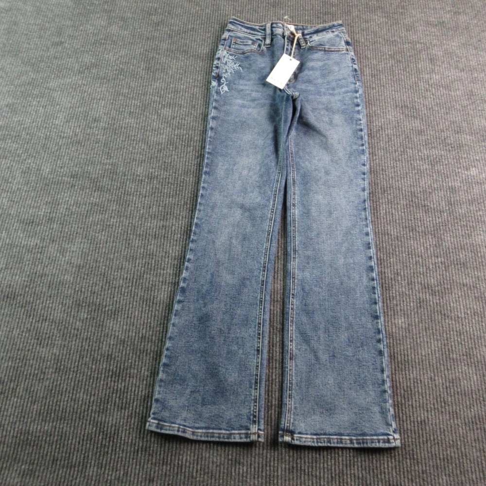 Blue Artemis Jeans Womens 0 Blue Flared Mid Rise Embroidered 25x31* NWT